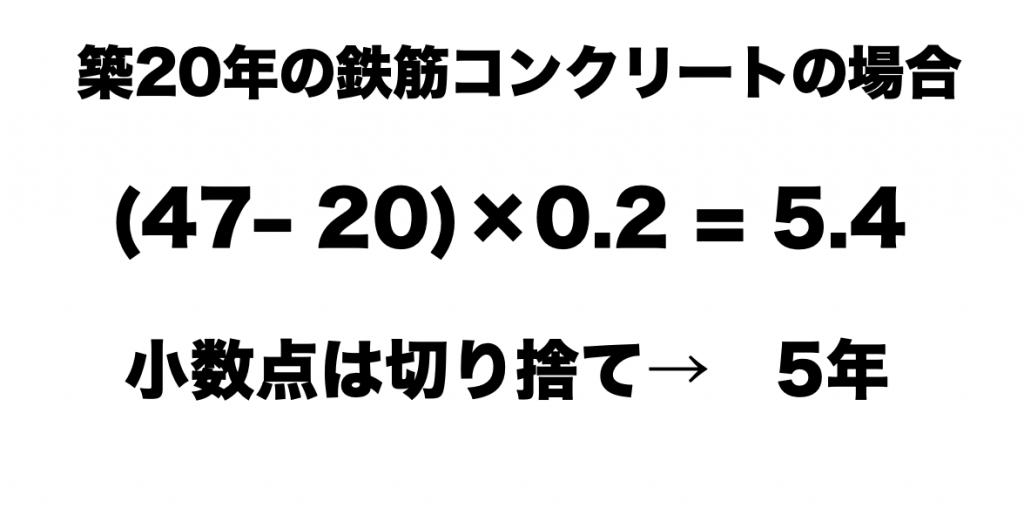 築20年の鉄筋コンクリートの場合のち阿用年数の計算方法